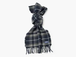 16804 Faribault Woolen Mills Macalester Wool Scarf Ink Blue Plaid