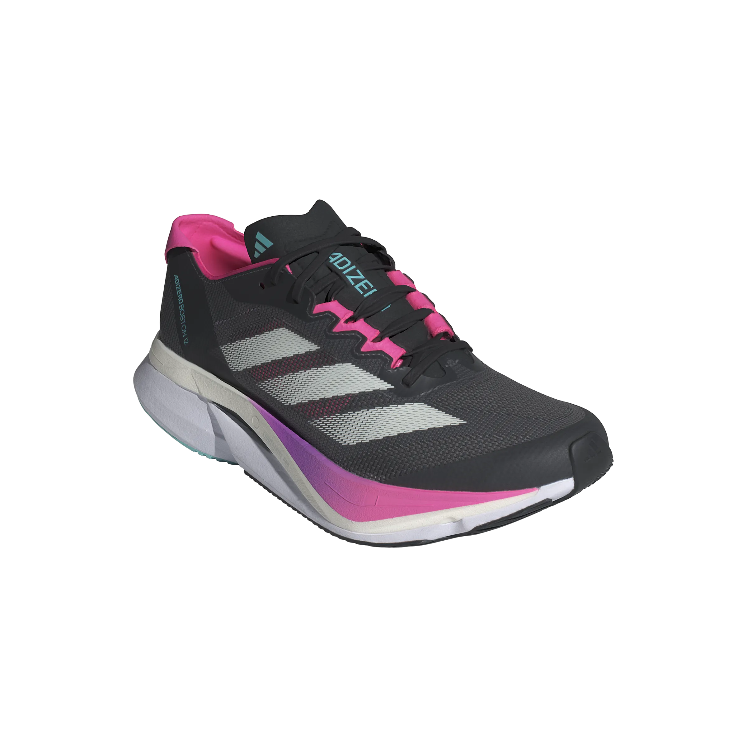 Adidas Adizero Boston 12 (Womens) - Grey Five/Crystal Jade/Lucid Pink