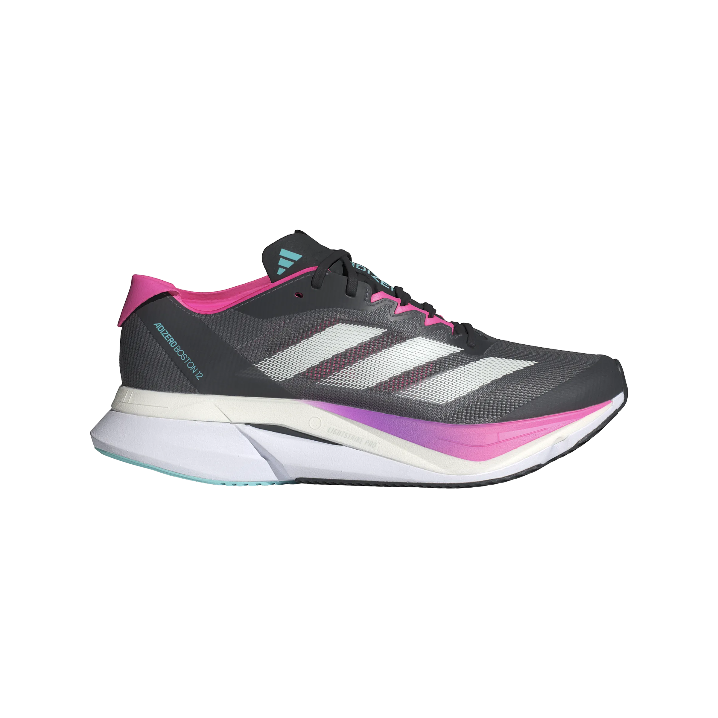 Adidas Adizero Boston 12 (Womens) - Grey Five/Crystal Jade/Lucid Pink