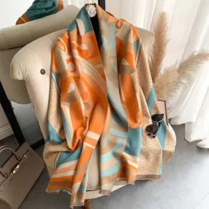 Artisan Reversible Scarf Wrap – Orange and Turq