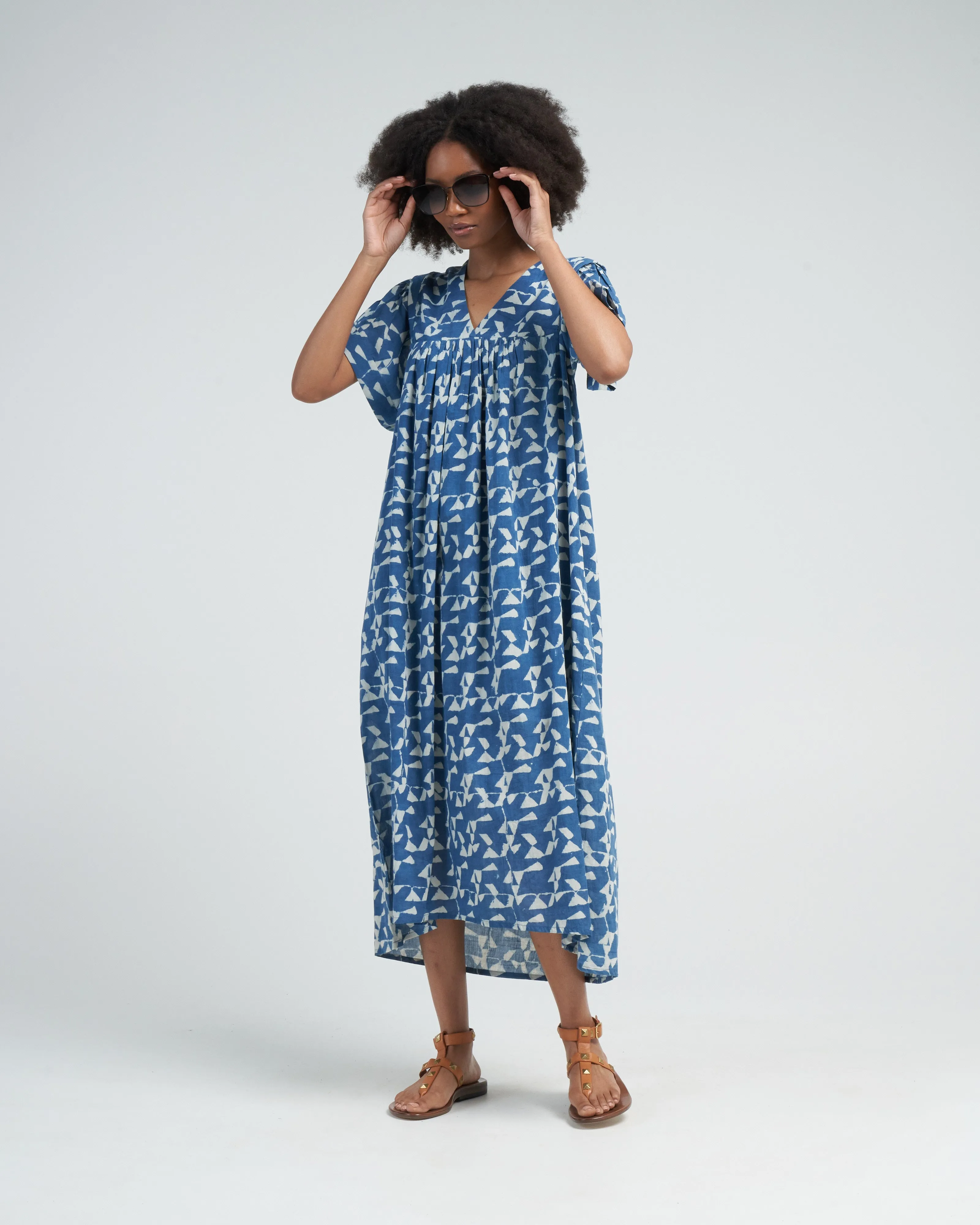belem caftan in indigo glass - blue