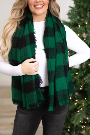 Black and Green Buffalo Plaid Blanket Scarf