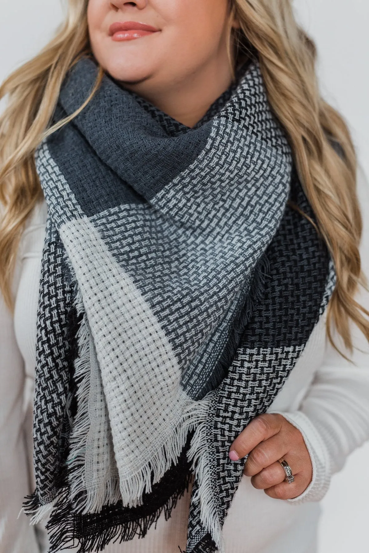 Blanket Scarf - Black, Grey, & White