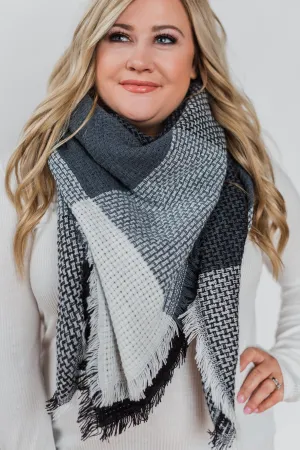 Blanket Scarf - Black, Grey, & White