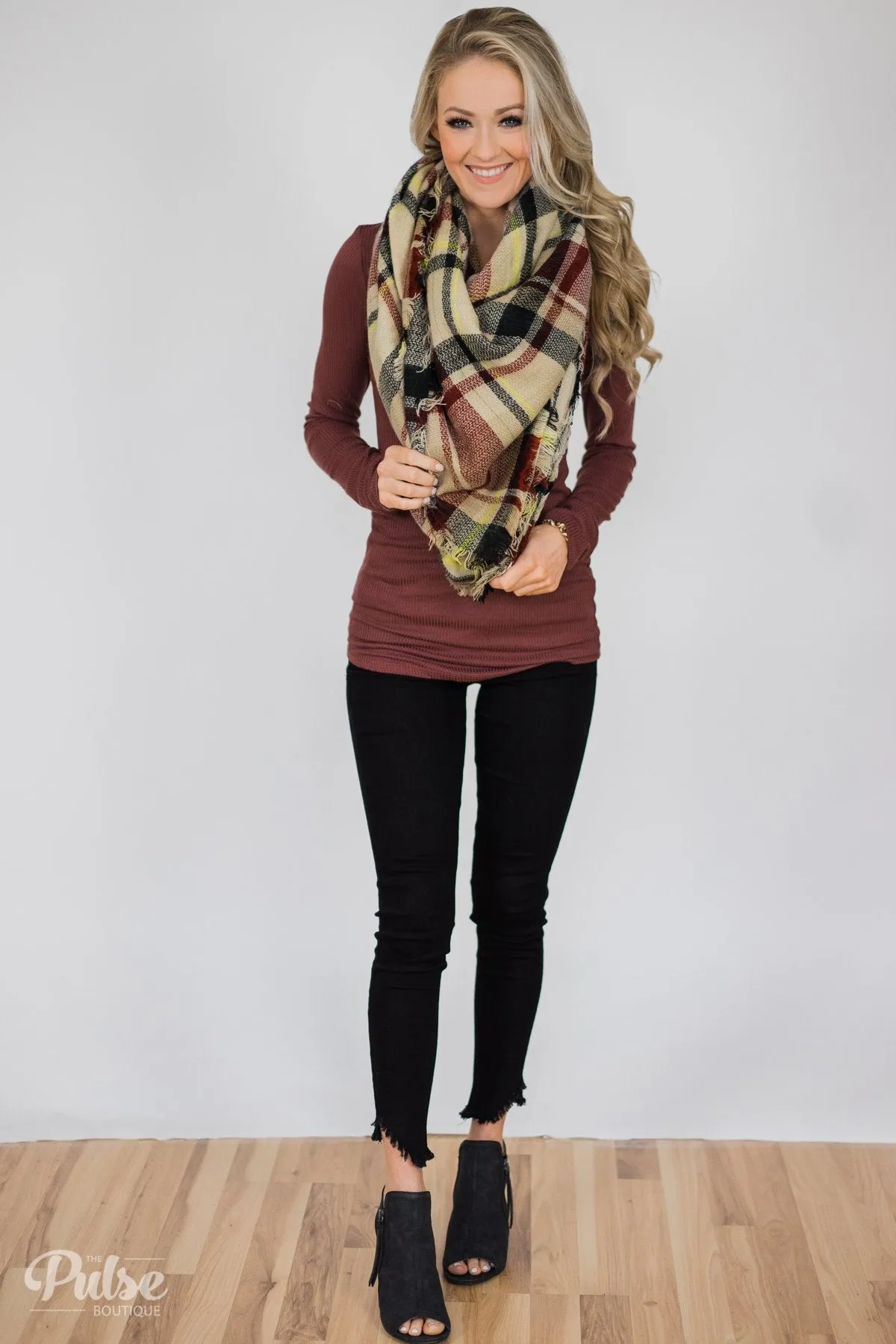 Blanket Scarf- Burgundy, Beige, Black, Yellow