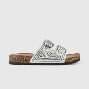 Bulbul Flat Bling Sandal White LU012