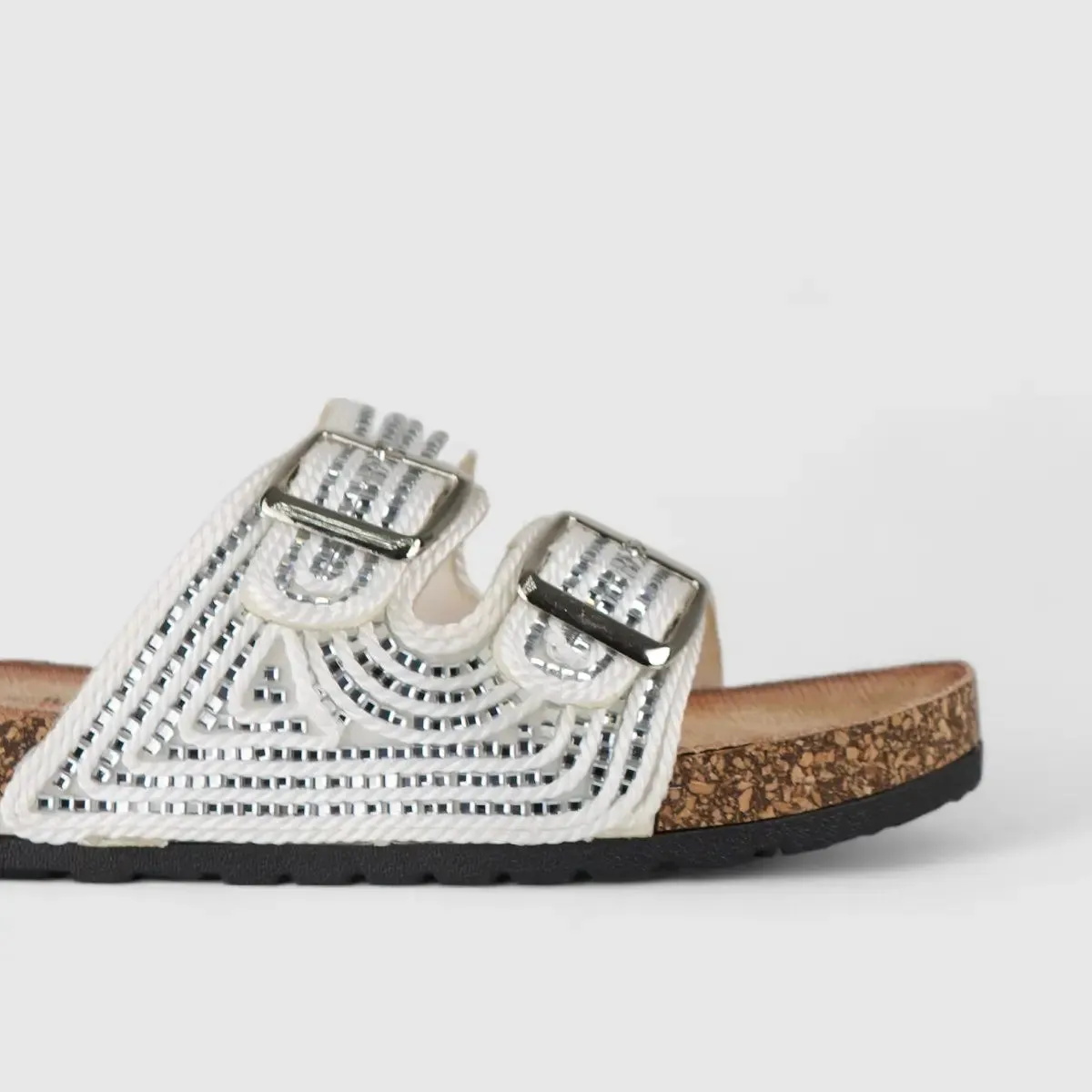 Bulbul Flat Bling Sandal White LU012