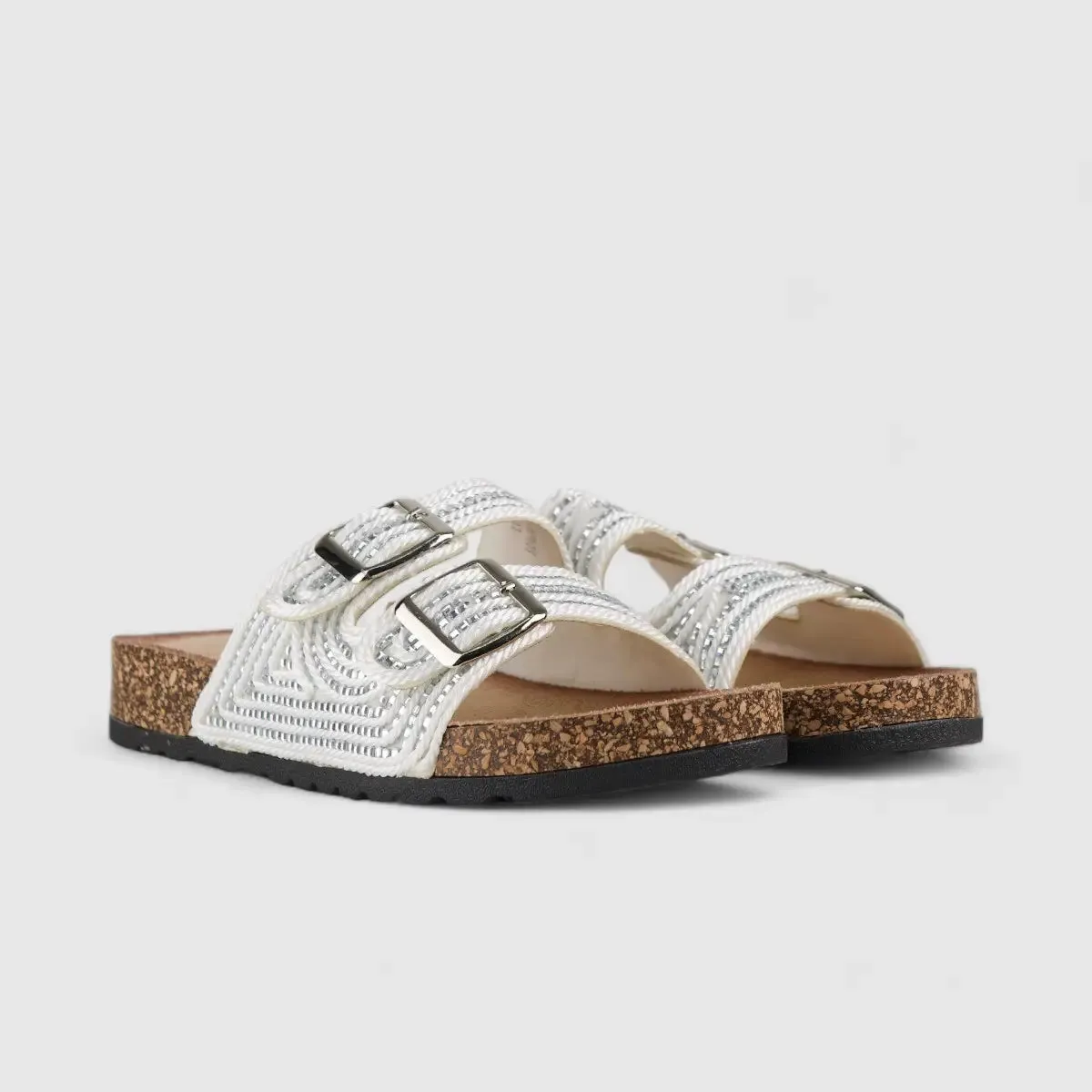 Bulbul Flat Bling Sandal White LU012