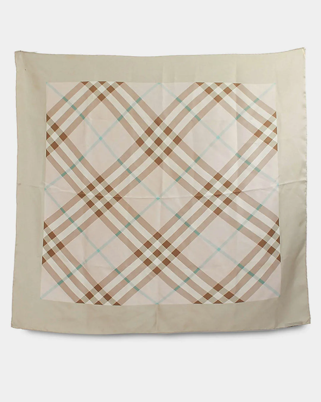 Burberry Beige/ Blue/ Pink Check Silk Scarf