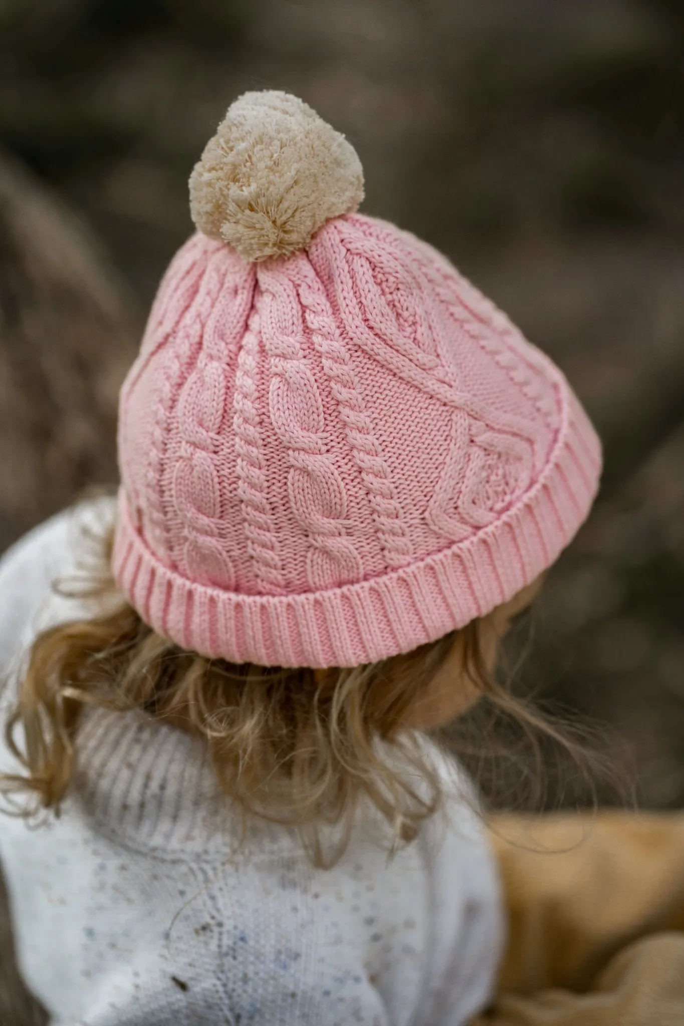 Cable Knit Beanie Pink