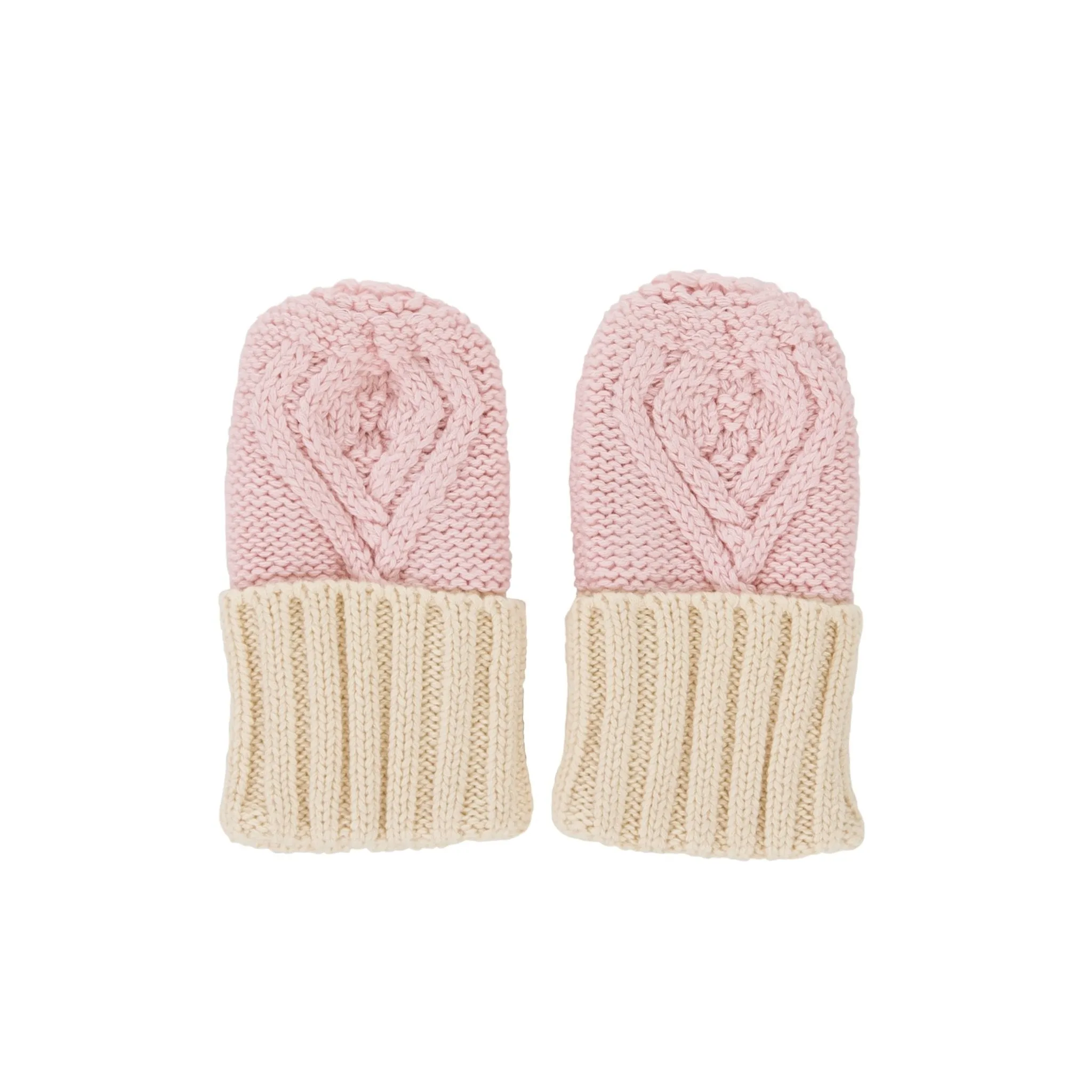 Cable Knit Mittens Pink