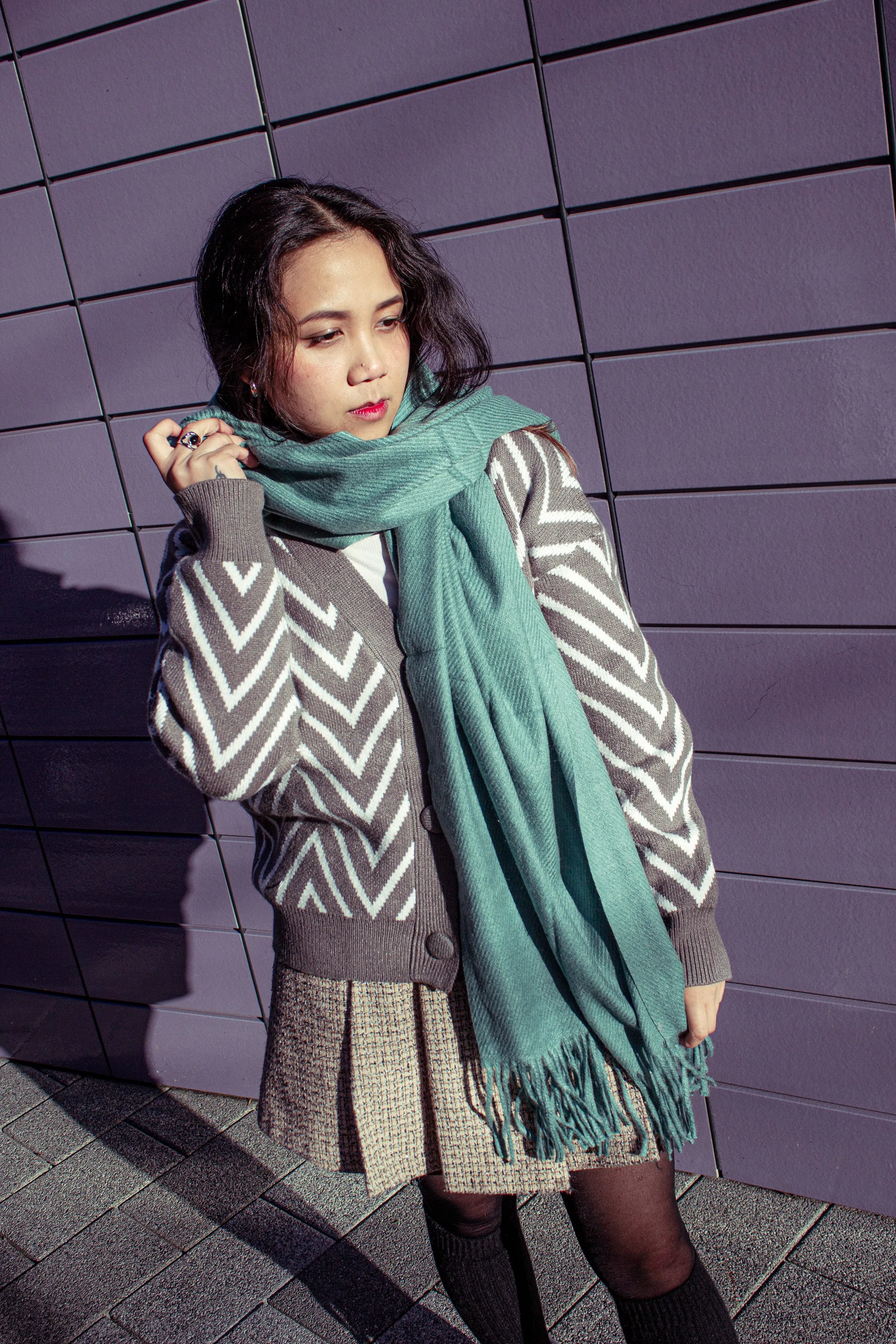 Cashmere Blend Colour Block Scarf