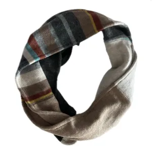 Cashmere Circle Scarf Beige with Stripes 257