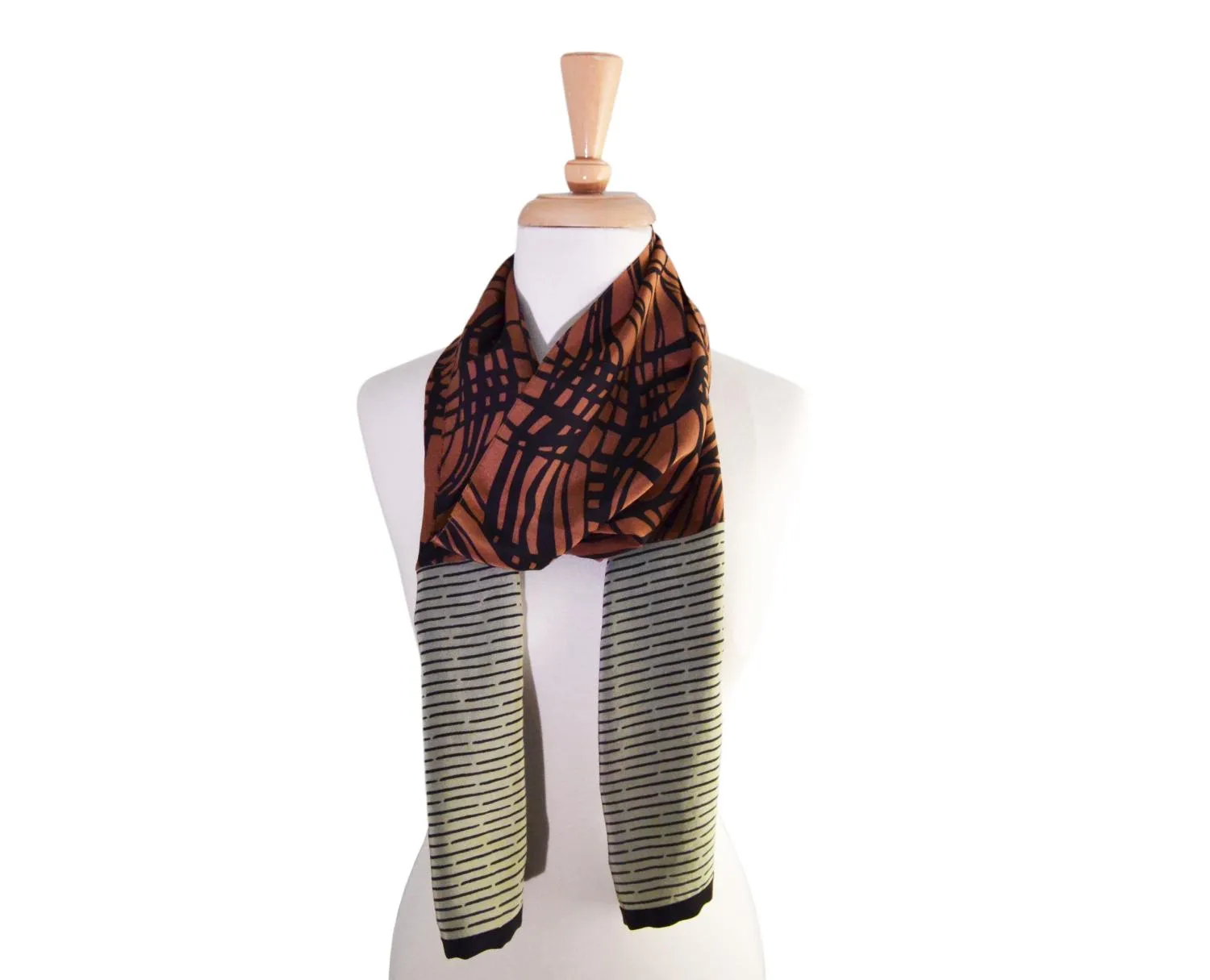 Coffee Swirl Crepe Silk Scarf