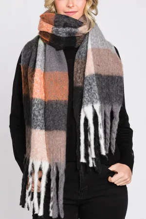 Coldwater Check Scarf, Black/Taupe