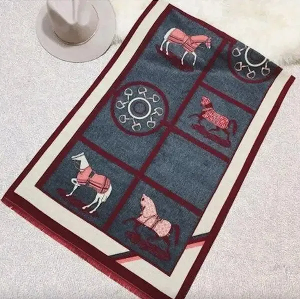 Equine Reversible Scarf Wrap - Burgundy