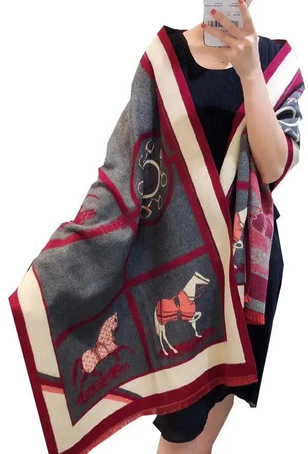 Equine Reversible Scarf Wrap - Burgundy