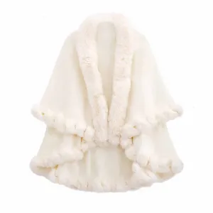 Faux Fox Fur Cardigan Cloak Shawl Wraps Winter Cover Up Shawl Cape Coat