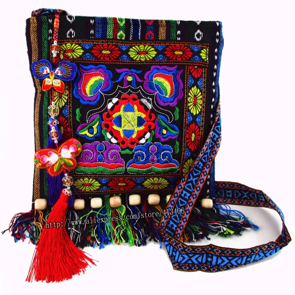 Free shipping fees Vintage Hmong Tribal Ethnic Thai Indian Boho shoulder bag message bag for women embroidery Tapestry SYS-005.