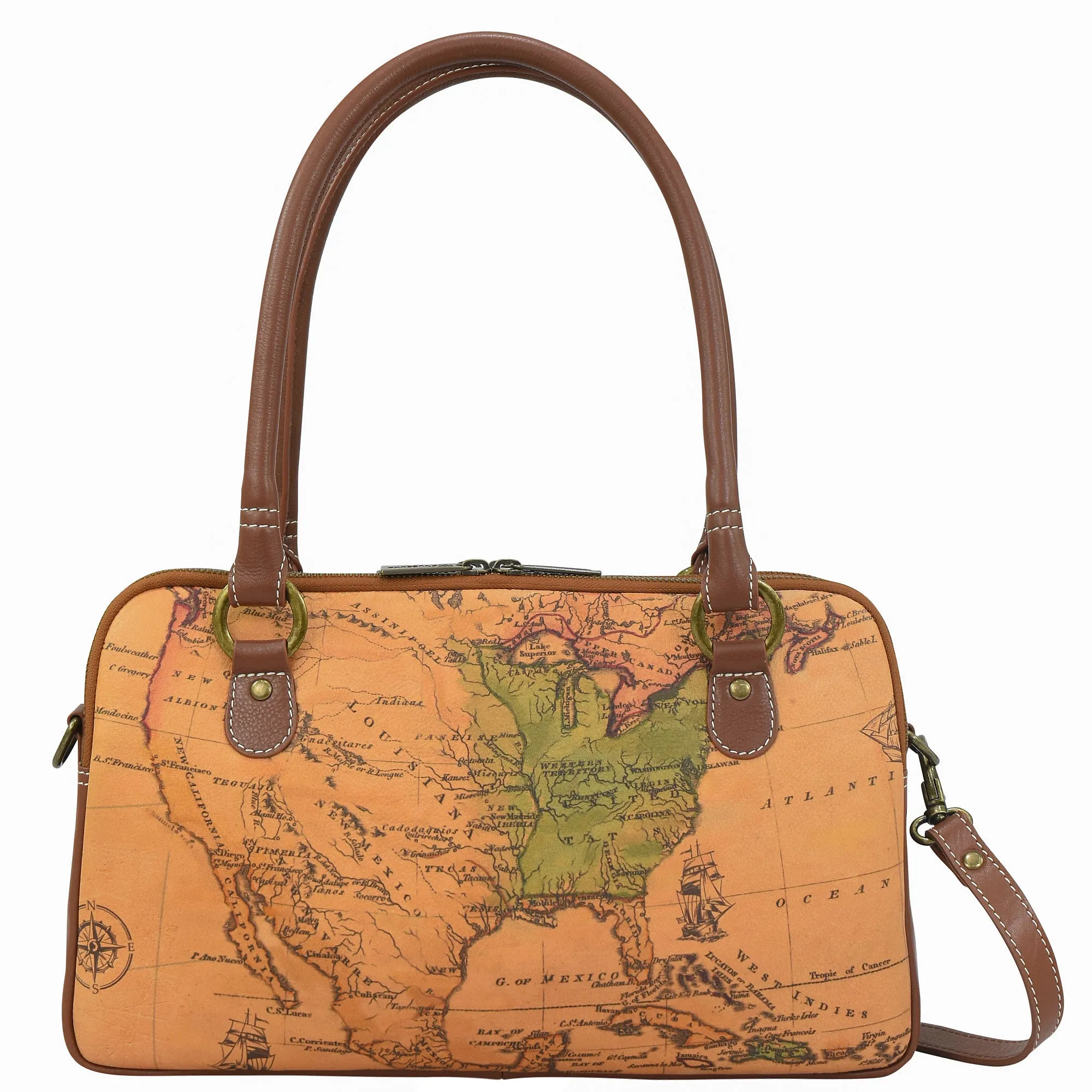 Heritage Leather Multi Compartment Satchel - 8038