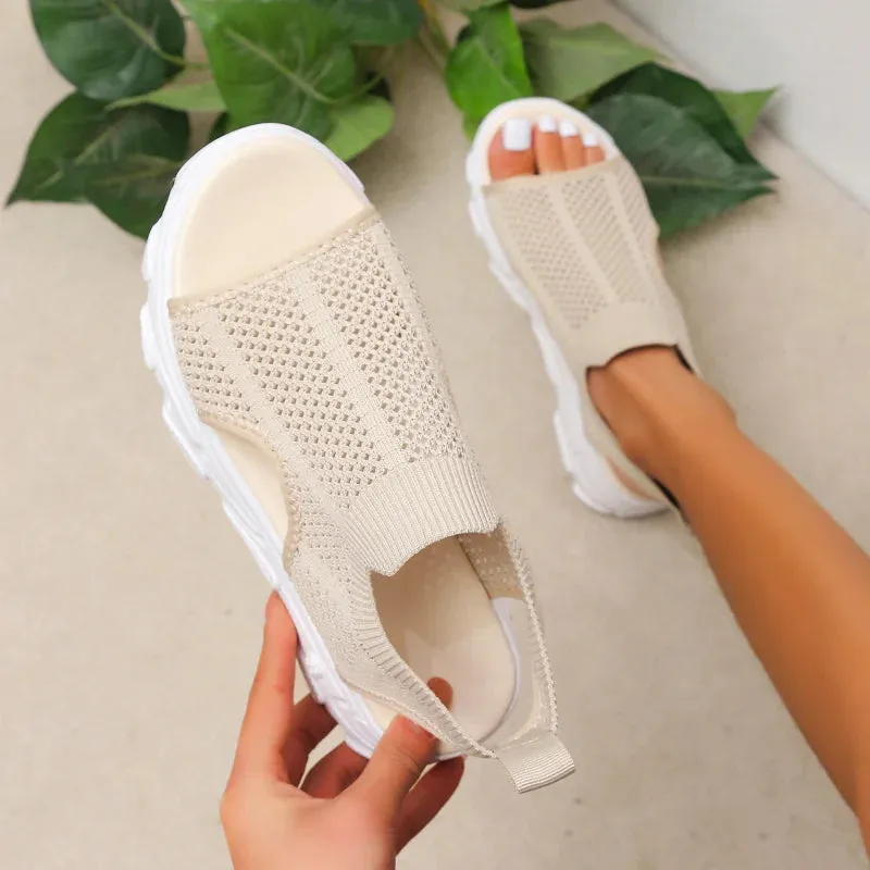 High-heeled Mesh Hollow Casual Running Sandal Plus Size 35-42 Footwear Size