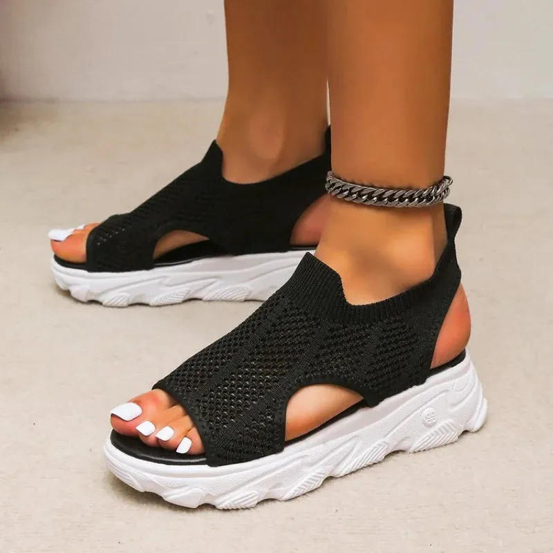 High-heeled Mesh Hollow Casual Running Sandal Plus Size 35-42 Footwear Size