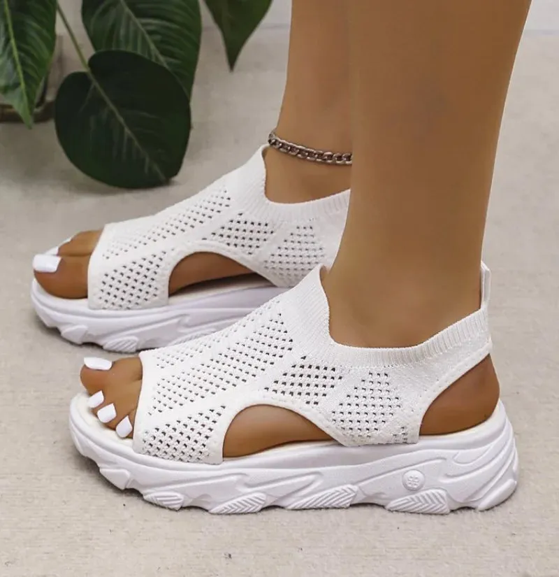 High-heeled Mesh Hollow Casual Running Sandal Plus Size 35-42 Footwear Size