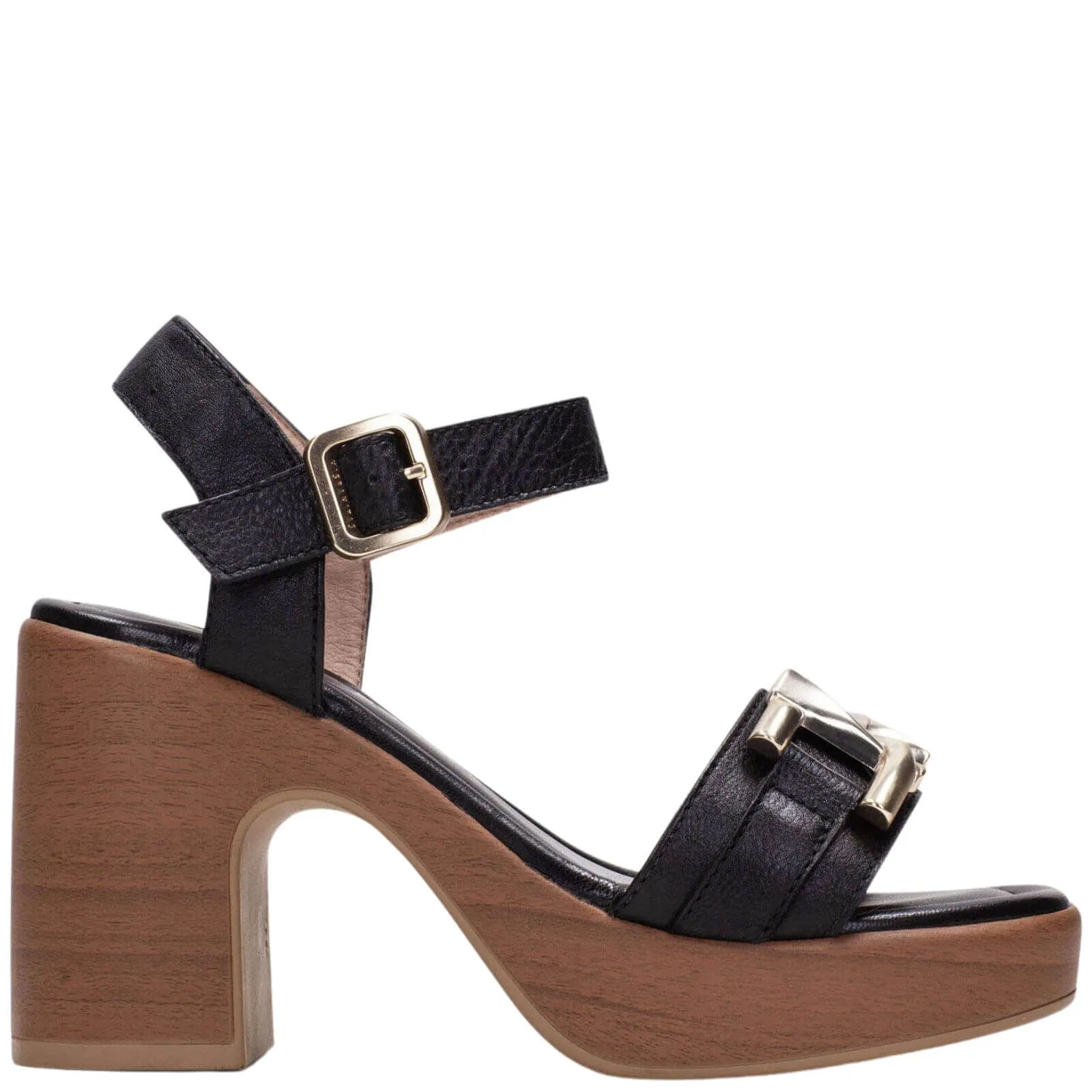 Hispanitas Black Leather Platform Sandals