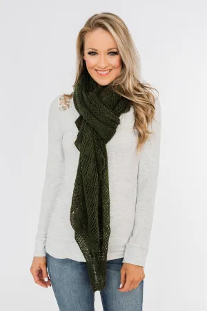 Knit Wrap Scarf- Army Green