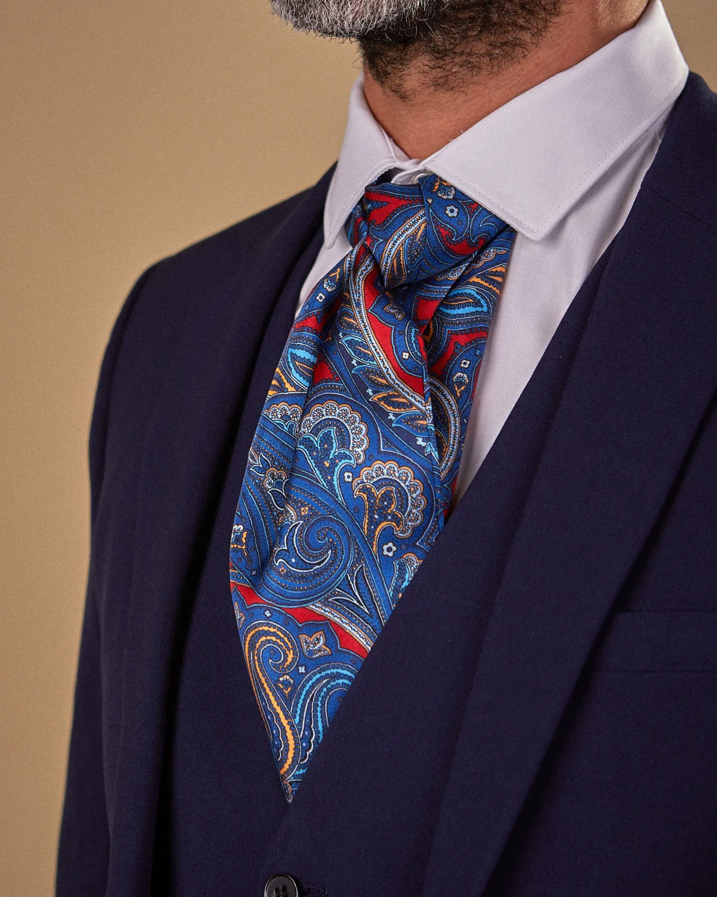 Men's Silk Double Ascot Tie in Paisley - The Oxford Ascot