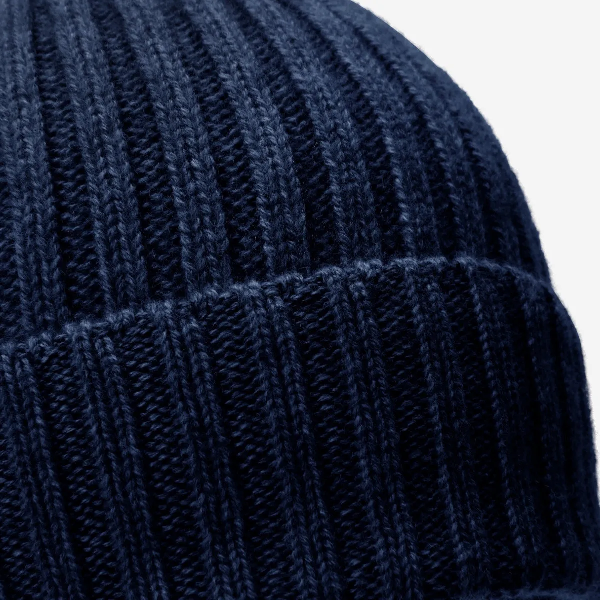 Milano (navy blue) - 100% cashmere ribbed beanie (unisex)