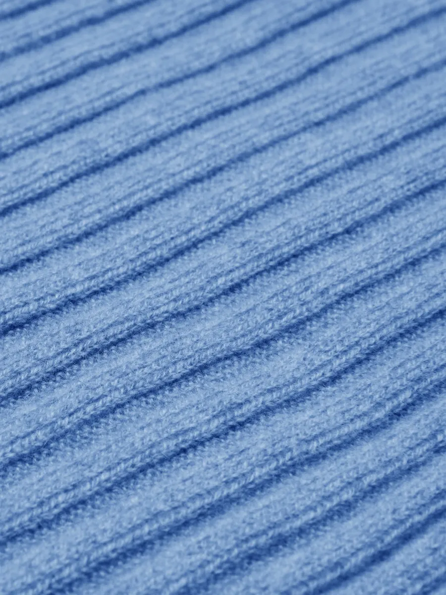 Napoli (light blue) - 100% cashmere ribbed scarf (unisex)