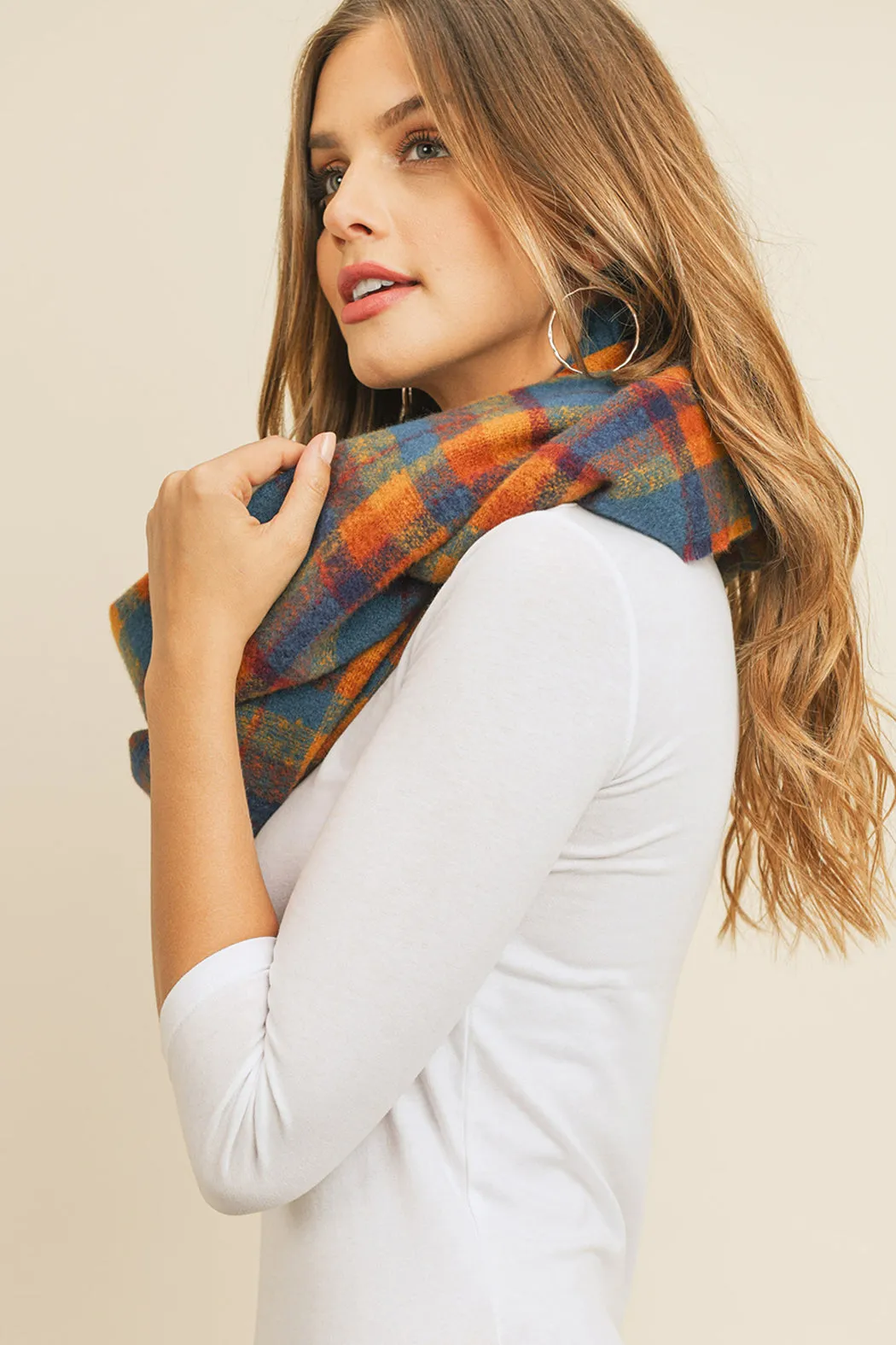 NAVY MULTI COLOR TARTAN PLAID INFINITY SCARF