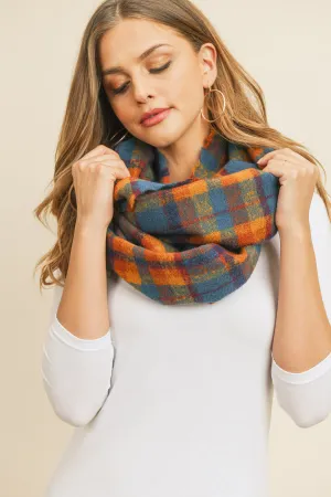 NAVY MULTI COLOR TARTAN PLAID INFINITY SCARF