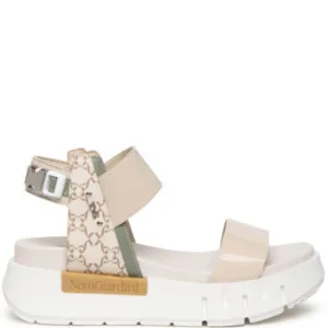 NeroGiardini Beige & Green Print Sandals