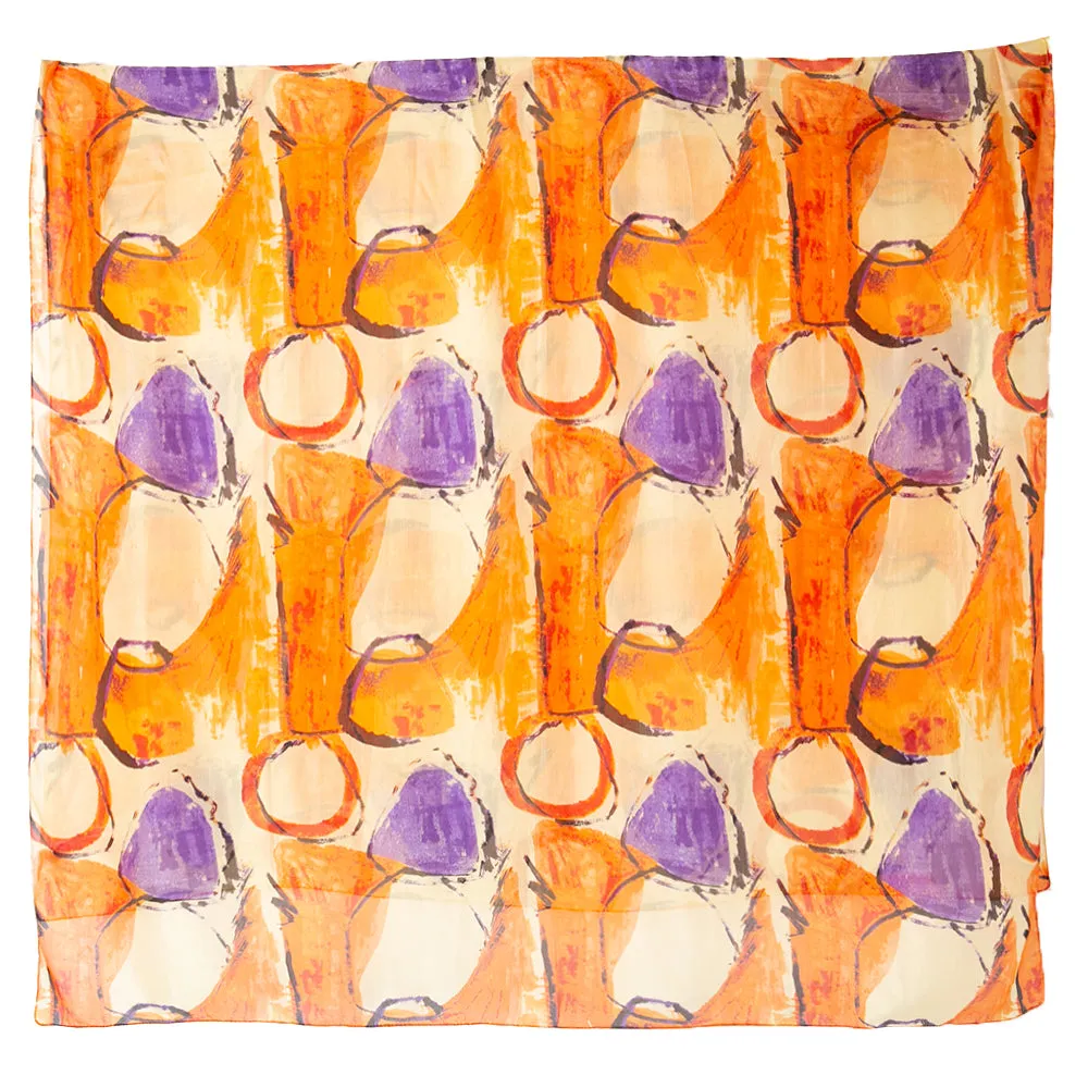 Orange Circles Silk Scarf