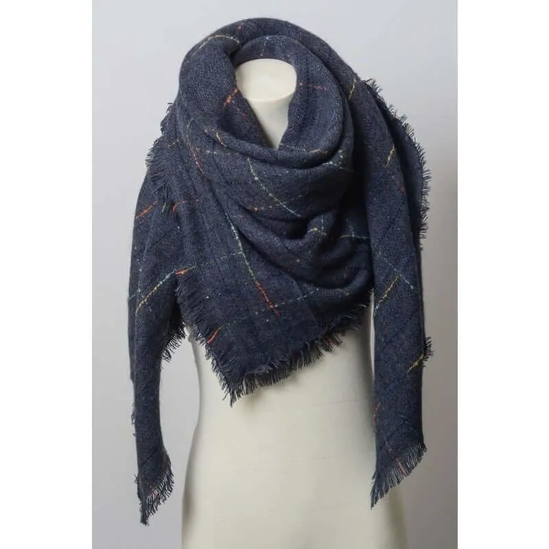 Oversized Square Lurex lined Graph Check Scarf