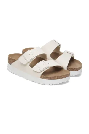 Papillio by Birkenstock Arizona Flex Platform Vegan Birko-Flor Sandals for Women in Eggshell | 1029127