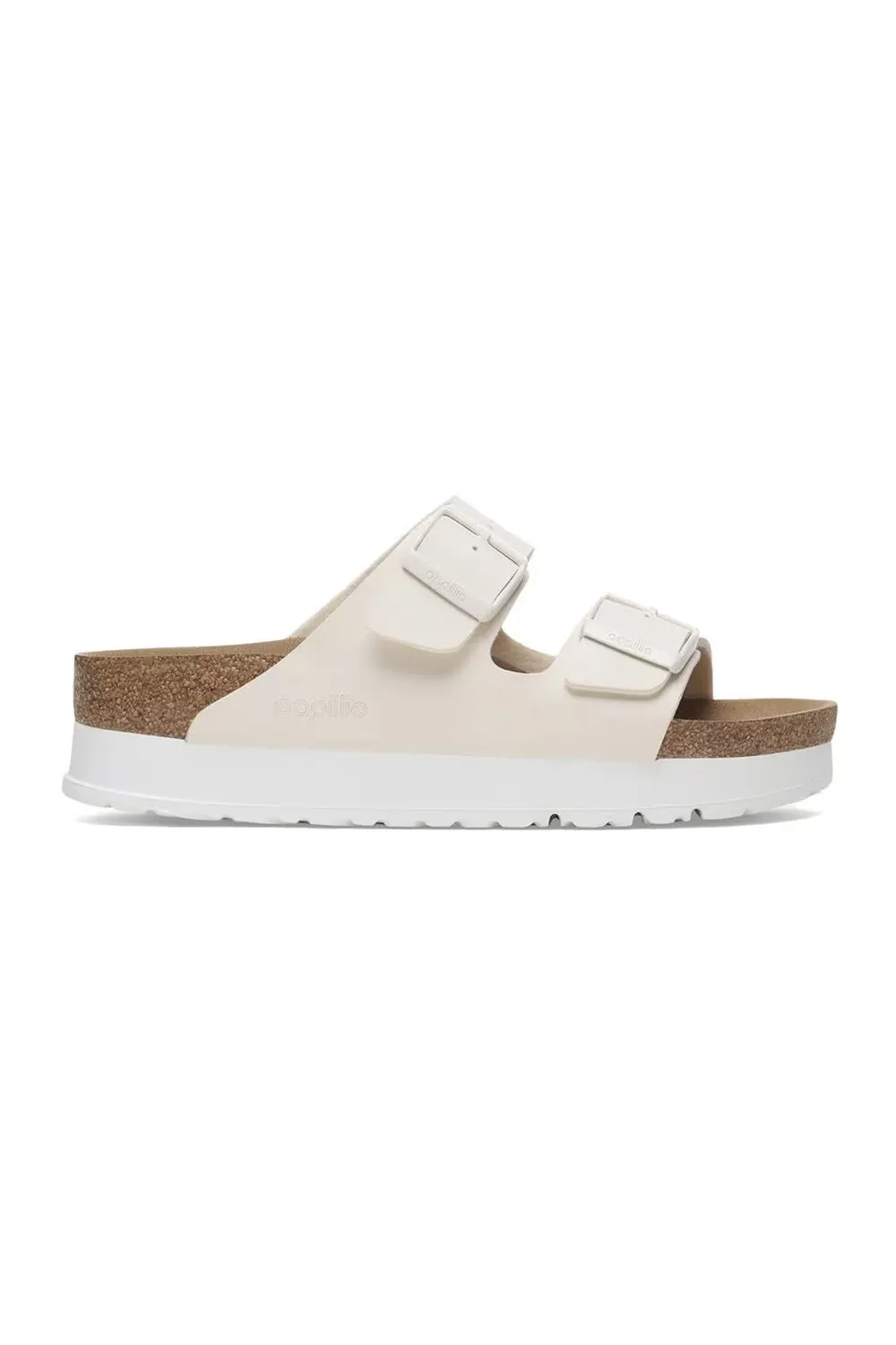 Papillio by Birkenstock Arizona Flex Platform Vegan Birko-Flor Sandals for Women in Eggshell | 1029127