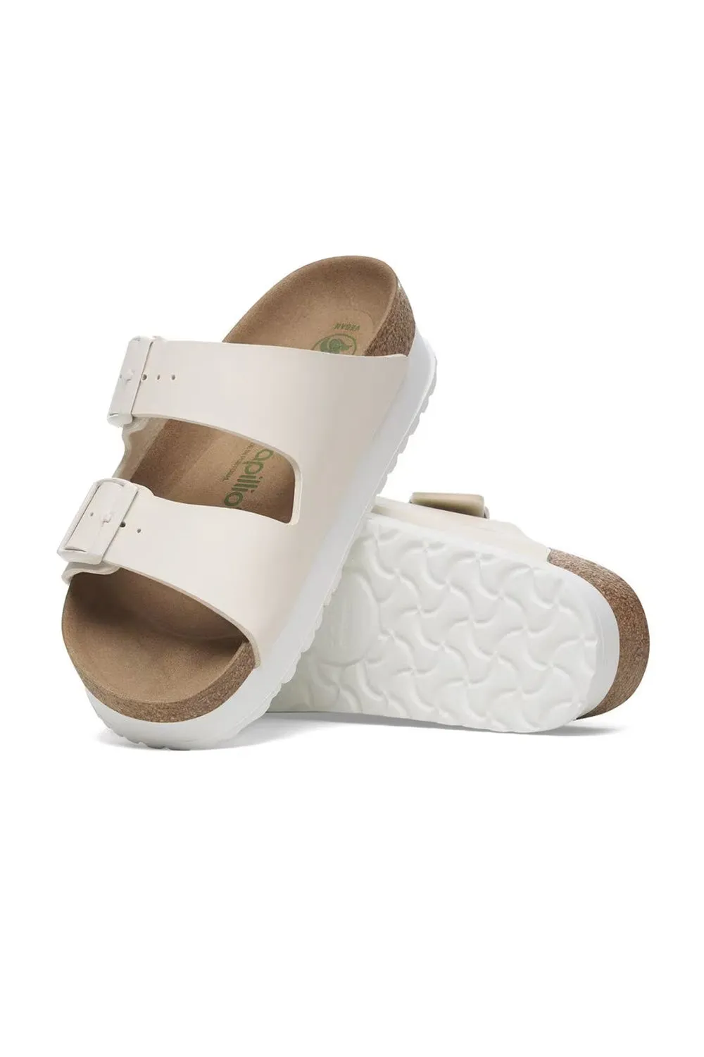 Papillio by Birkenstock Arizona Flex Platform Vegan Birko-Flor Sandals for Women in Eggshell | 1029127