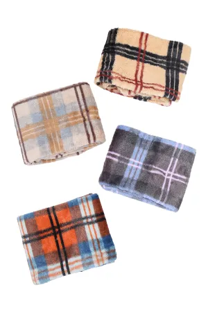 PLAID FAUX FUR INIFINITY SCARF ASSORTED SET