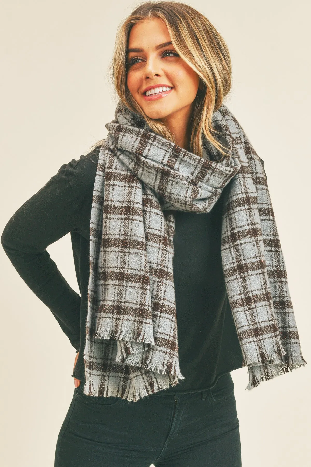 PLAID LUREX OBLONG SCARF