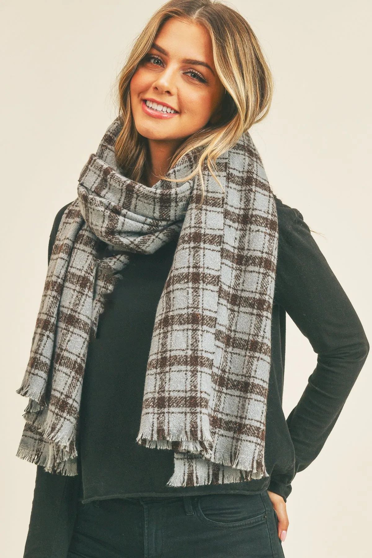 PLAID LUREX OBLONG SCARF