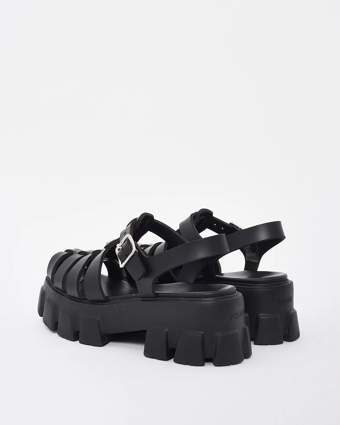 Prada Black Foam Rubber Gladiator Slingback Sandals - 10