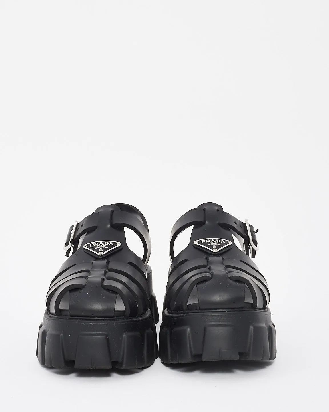 Prada Black Foam Rubber Gladiator Slingback Sandals - 10