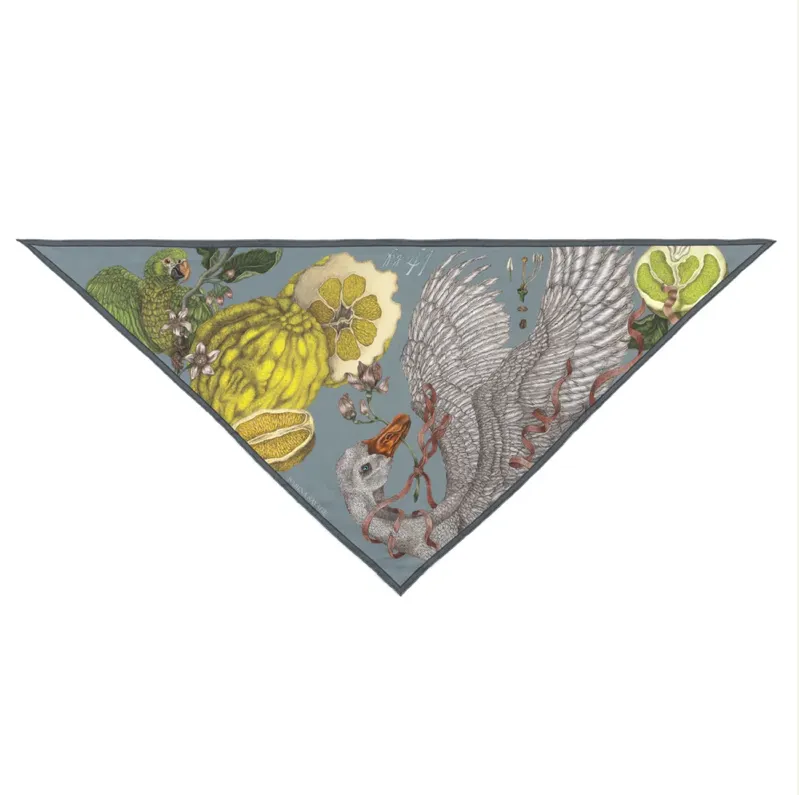 "Oranges and Lemons" Triangle Silk Twill Scarf Acid/Smog