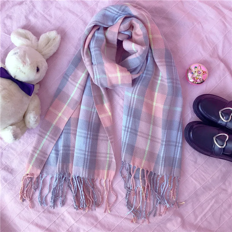 "ULZZANG SWEET PLAID TASSEL" SCARF K111817