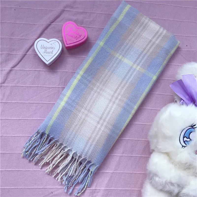 "ULZZANG SWEET PLAID TASSEL" SCARF K111817