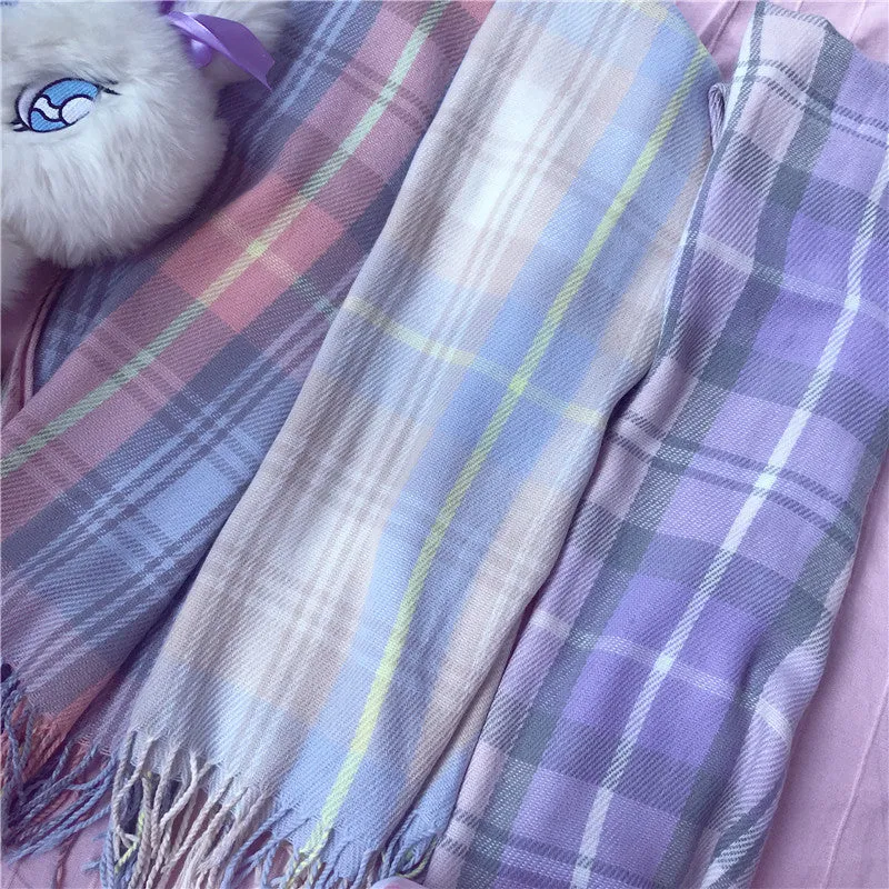 "ULZZANG SWEET PLAID TASSEL" SCARF K111817