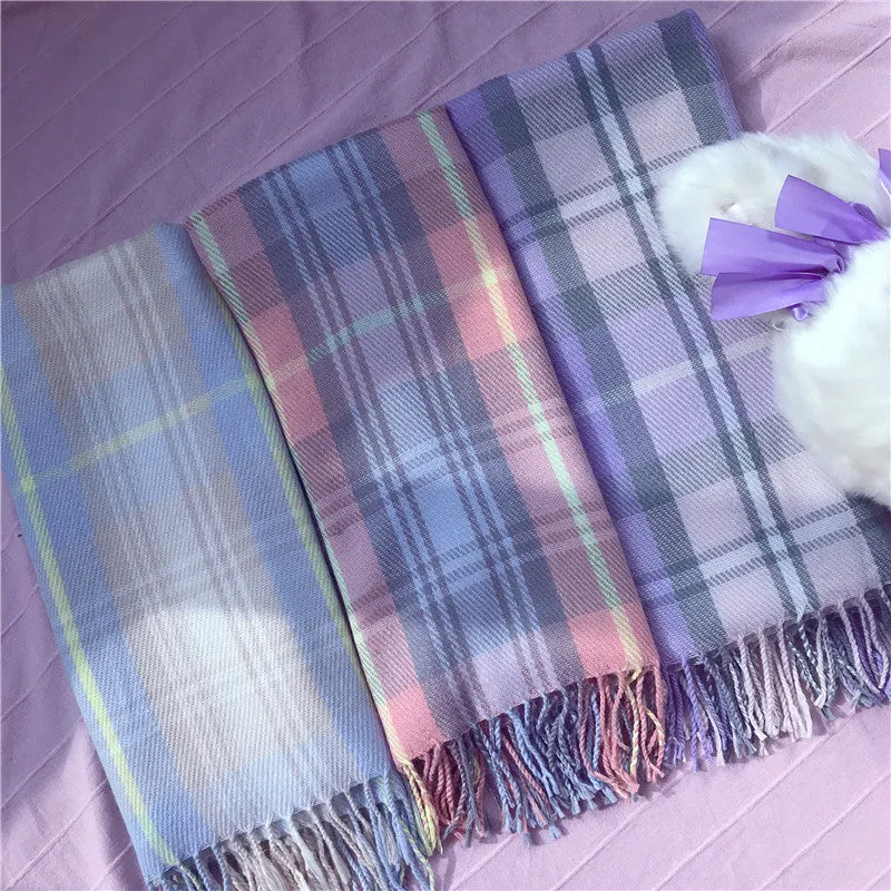 "ULZZANG SWEET PLAID TASSEL" SCARF K111817